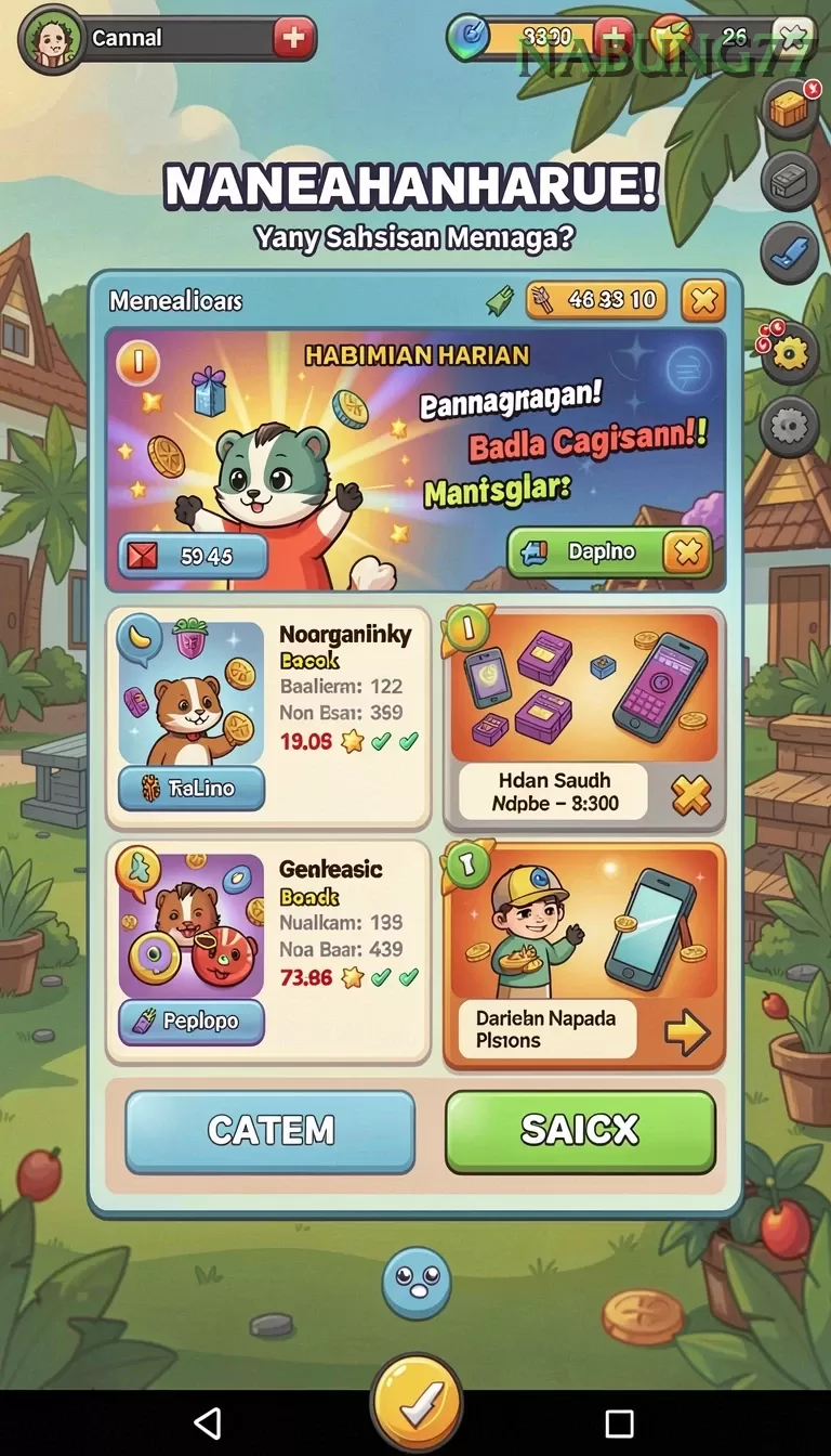 Cuplikan layar GG288 — menu navigasi